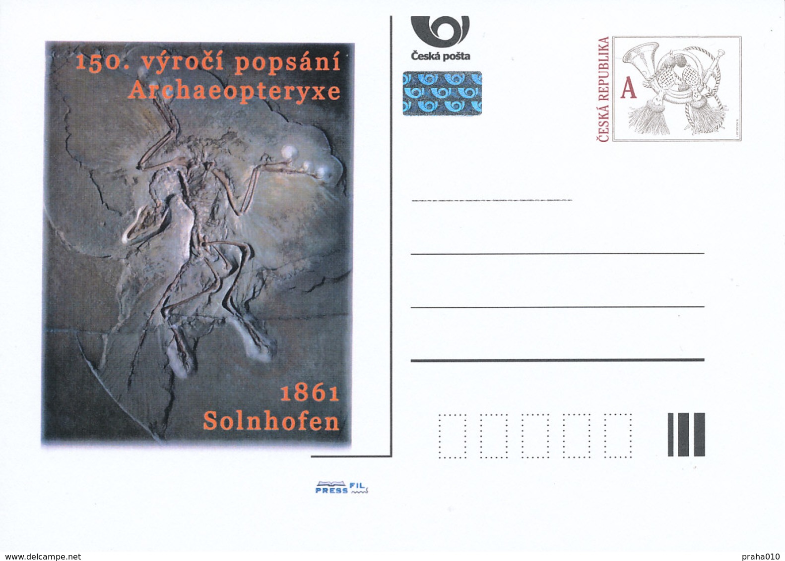 Rep. Ceca / Cart. Postali (Pre2011/43) 150 ° Anniversario Descrive Archaeopteryx, Solnhofen (1861) - Altri & Non Classificati