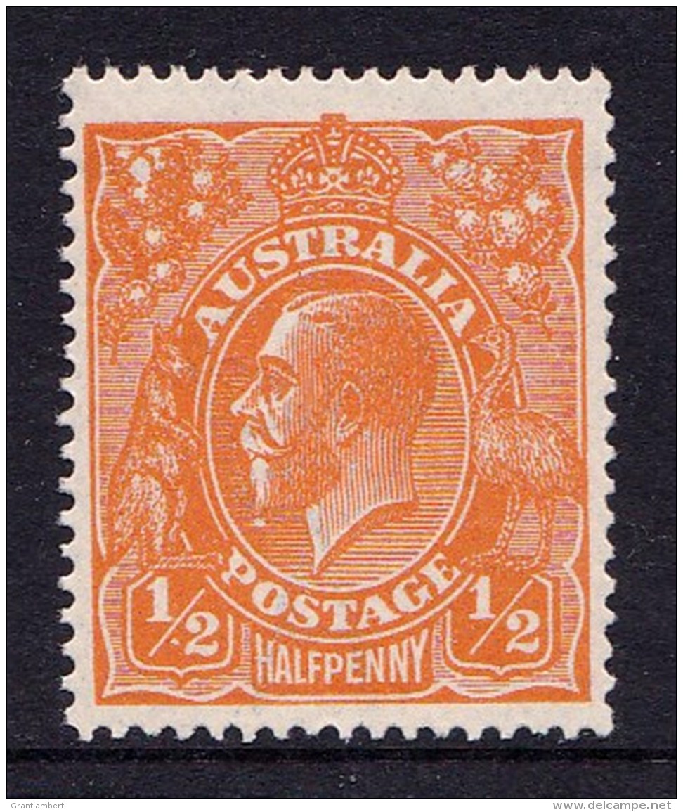 Australia 1923 King George V 1/2d Orange Single Crown Variety 66(8)e MNH - Neufs