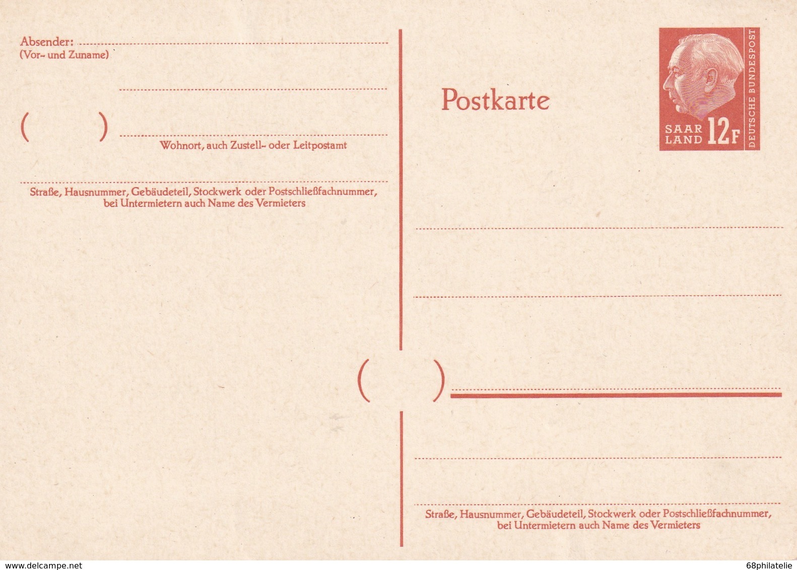 SARRE ENTIER POSTAL CARTE - Postwaardestukken