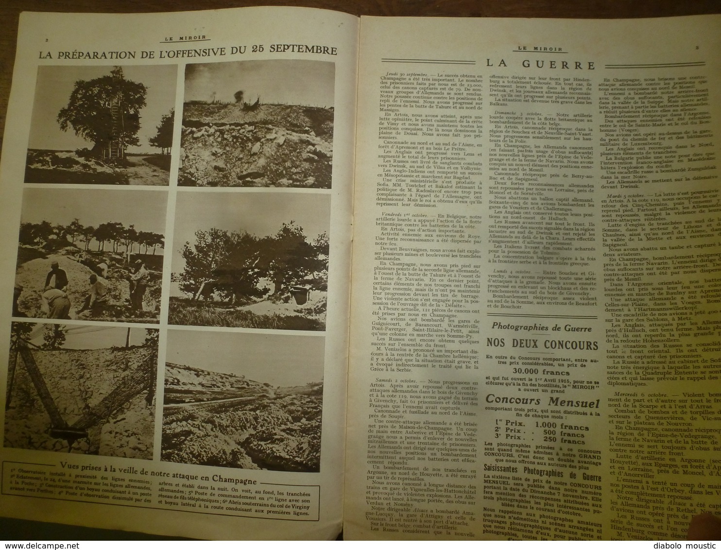 1915 LE MIROIR :Musiciens-soldats;Carency;Souchez;Auve;Suippes;St-Etienne-du-Temple; 400.000 Soldats (armée Bulgare);etc - Français