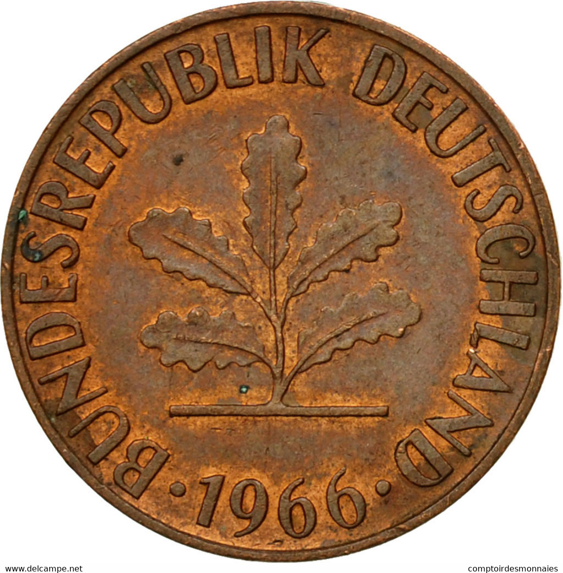 Monnaie, République Fédérale Allemande, Pfennig, 1966, Karlsruhe, TB+, Copper - 1 Pfennig