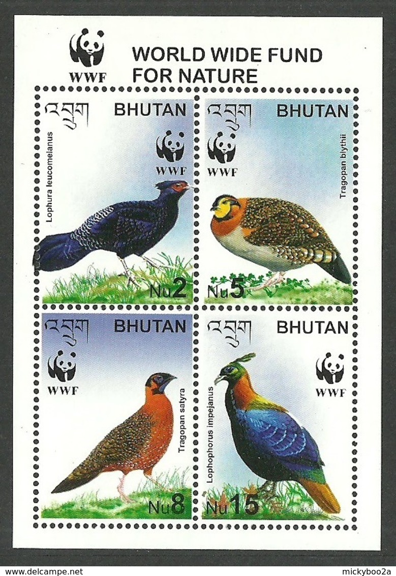 BHUTAN 2003 WWF BIRDS PHEASANTS ENDANGERED SPECIES M/SHEET MNH - Bhutan