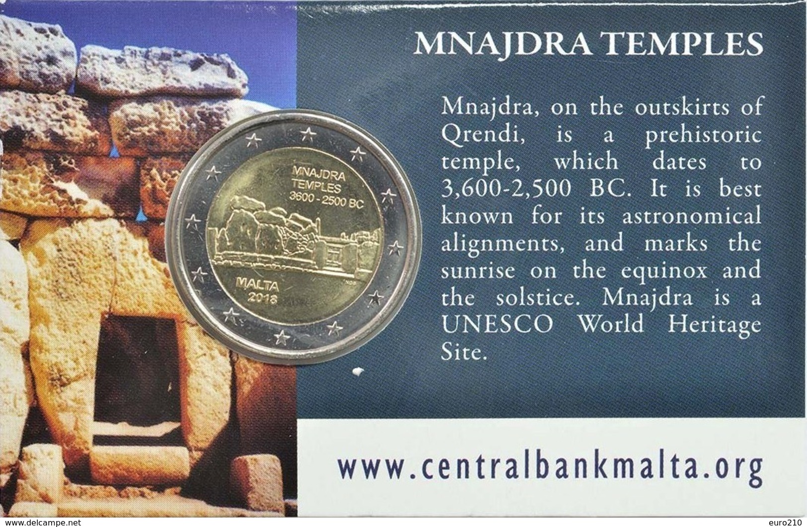 MALTA - 2 Euro 2018 - Temples De Mnajdra - COINCARD - Malta