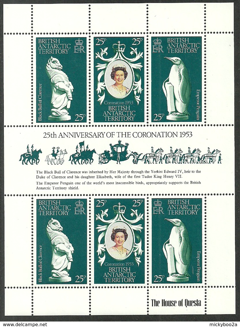 BRITISH ANTARCTIC TERRITORY 1978 CORONATION BIRDS PENGUINS M/SHEET MNH - Unused Stamps