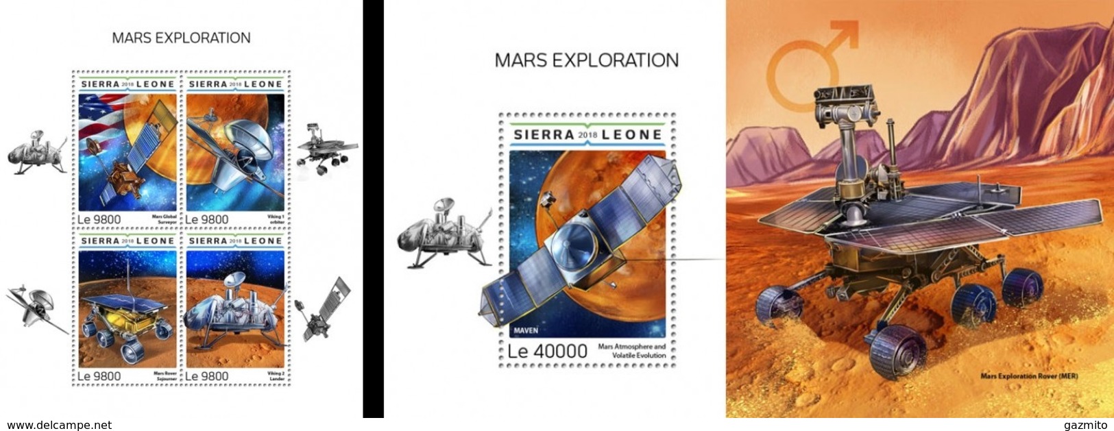 Sierra Leone 2018, Space, Mars Explorers, 4val In BF +BF - América Del Norte