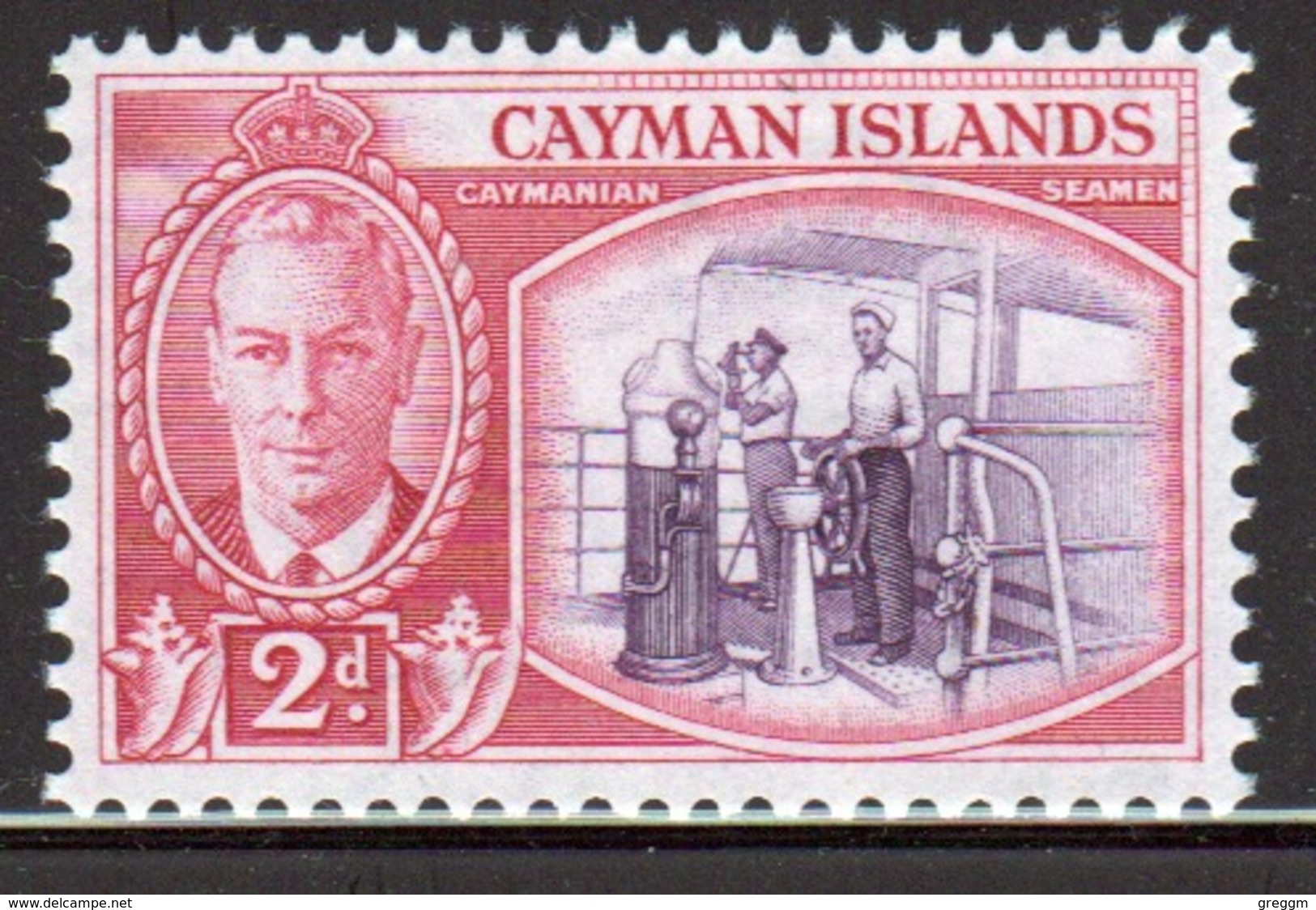 Cayman Islands 1950 George VI 2d Reddish Violet And Rose Carmine Single Definitive Stamp. - Cayman Islands