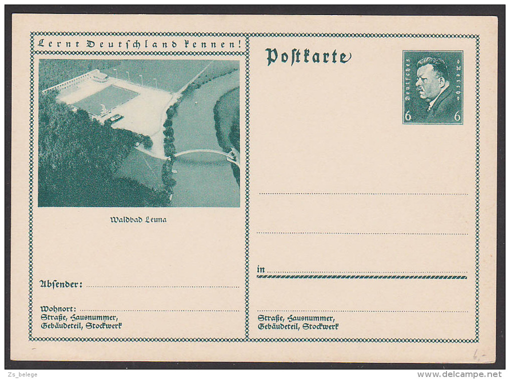 Waldbad Leuna Deutsches Reich Bild-Postkarte Ungebraucht 6 Pf. Fr. Ebert "Lernt Deutschland Kennen" - Sonstige & Ohne Zuordnung