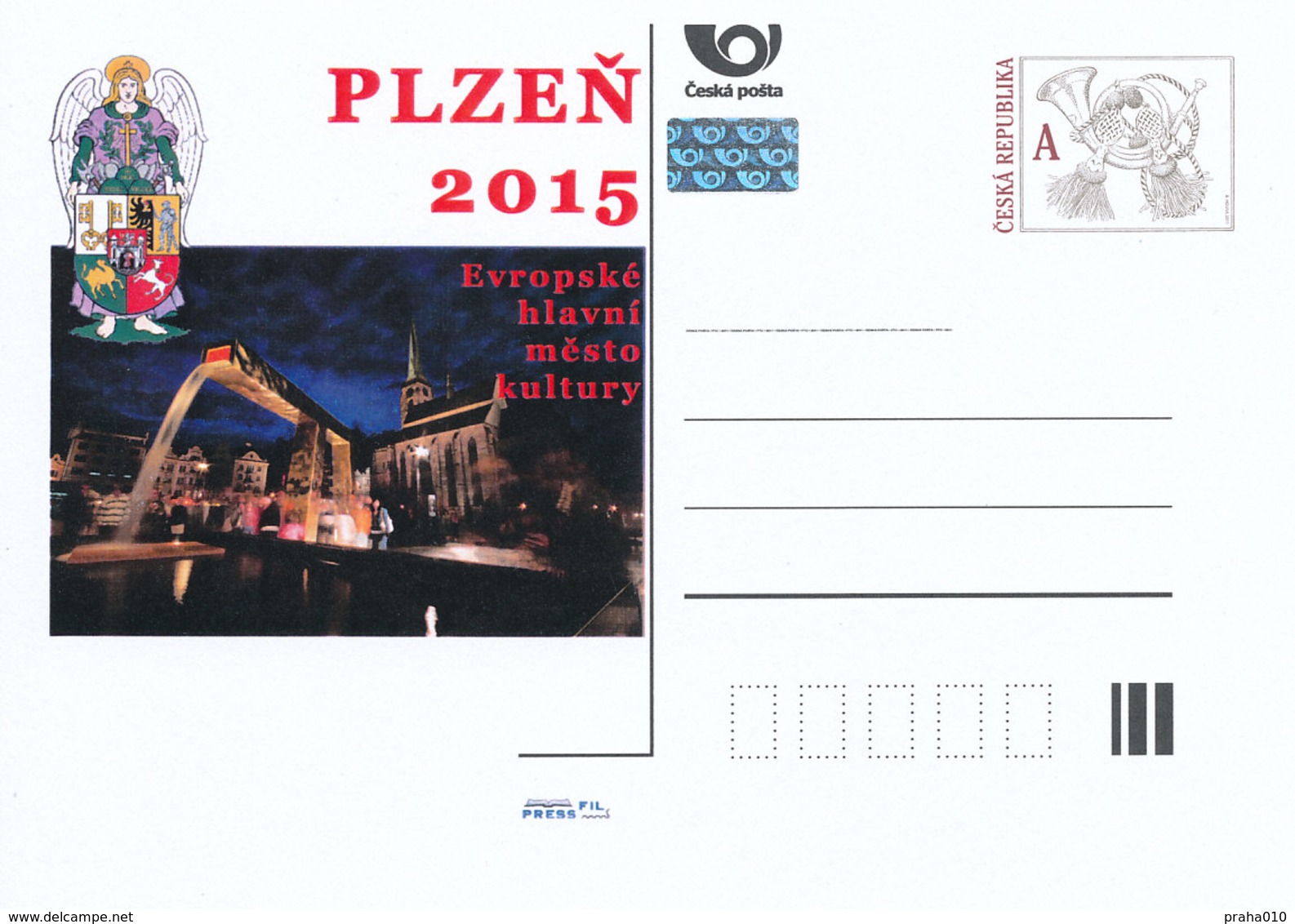 Rep. Ceca / Cart. Postali (Pre2011/52) Capitale Europea Della Cultura PLZEN 2015, Piazza - Fontana (cammello) - Idee Europee