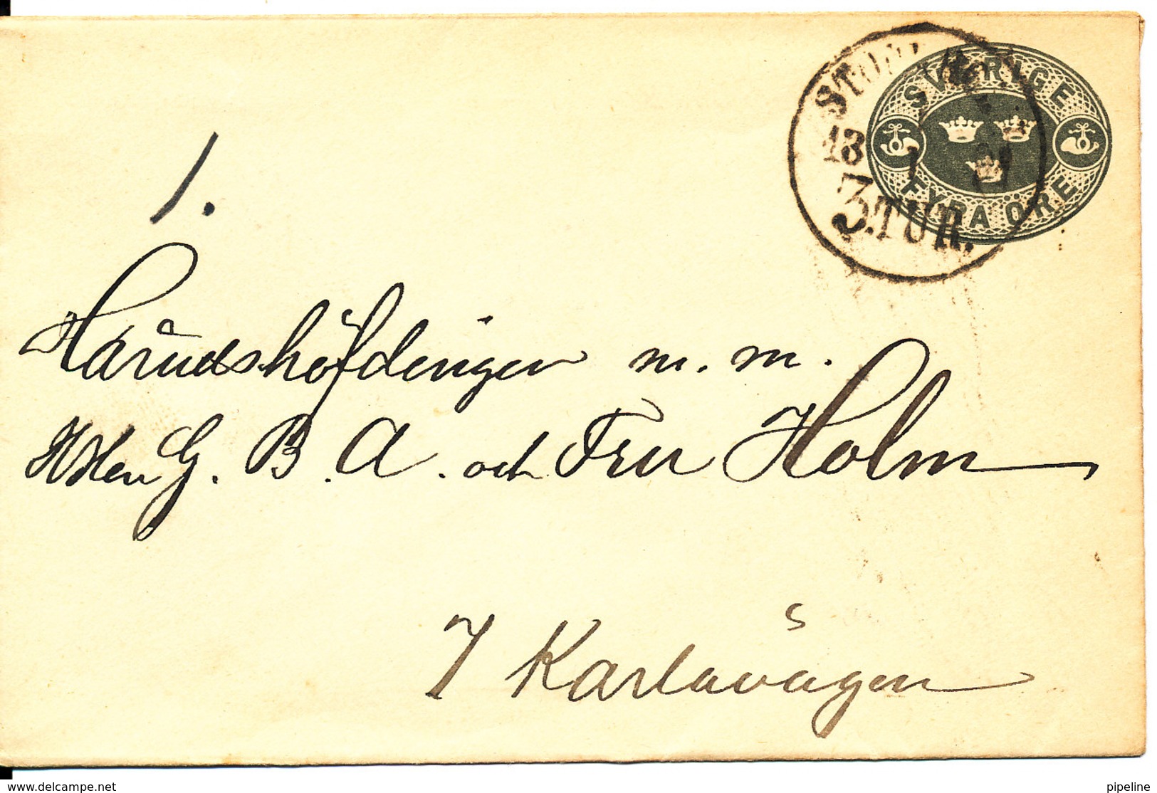 Sweden Small Postal Stationery Cover 4 Öre 13-1-1921 - Entiers Postaux