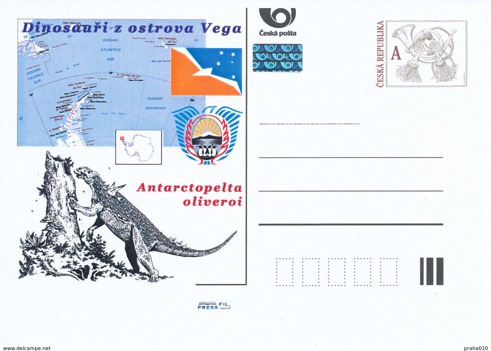 Rep. Ceca / Cart. Postali (Pre2011/56) Dinosauri Dell'isola Vega (1) Antarctopelta Oliveroi - Prehistory