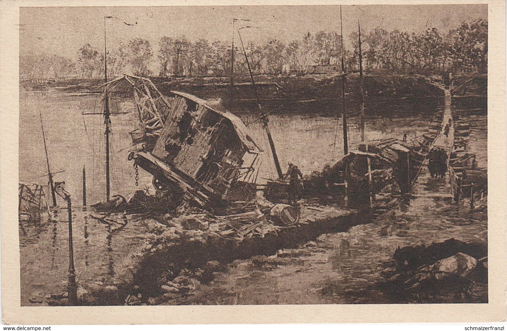 Stich CPA - AK Nieuport Nieuwpoort Panorama Battle Of Yser By A. Bastien Channel And Mantel S Footbridge Brussels Guerre - Nieuwpoort