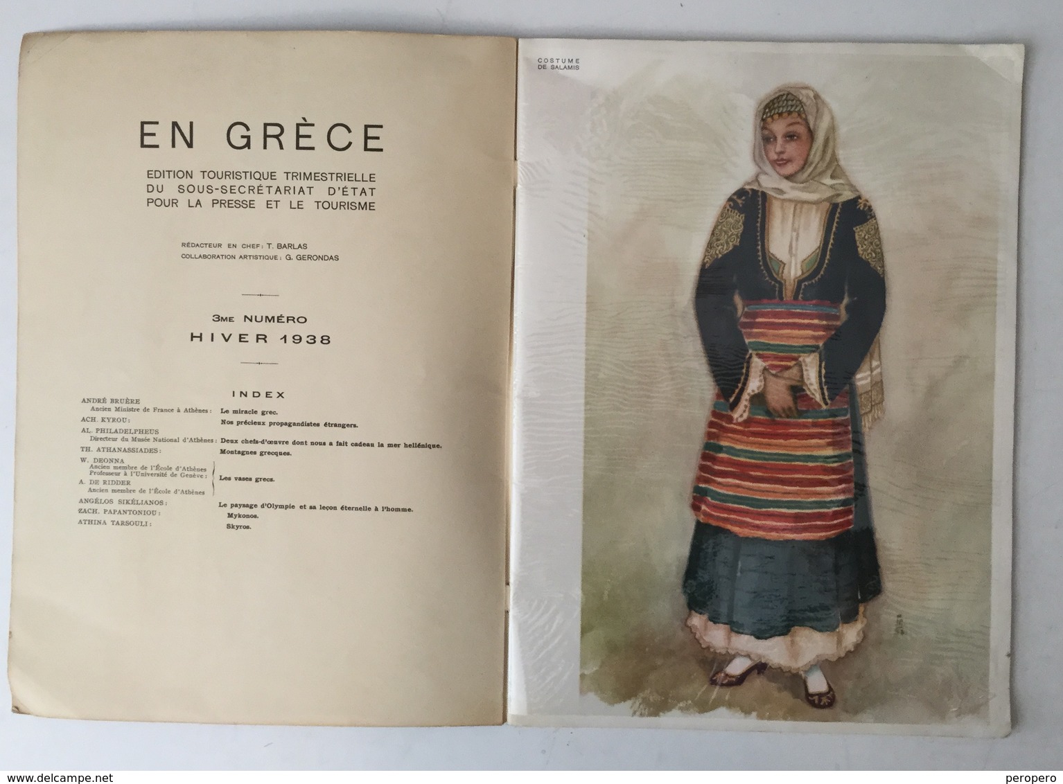 EN GRECE  MAGAZINE  1938.   3me NUMERO    TOURISTIC MAGAZINE WITH LITHO IMAGE GREECE  EDITION  TOURISTIQUE TRIMESTRIELLE - 1900 - 1949