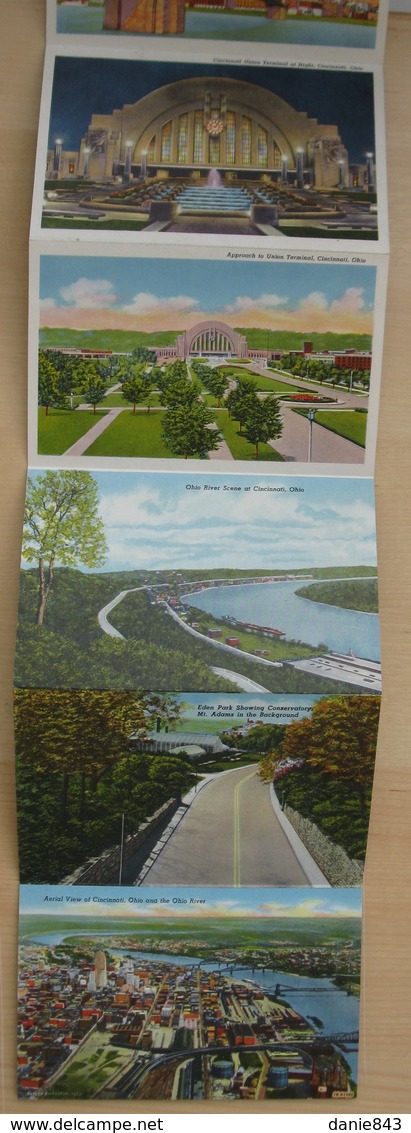 USA - CINCINNATI - "THE QUEEN CITY" - Pochette Postale, Contenant 16 Vues - Format 9x14) -postcard Cover, 16 Views - Cincinnati