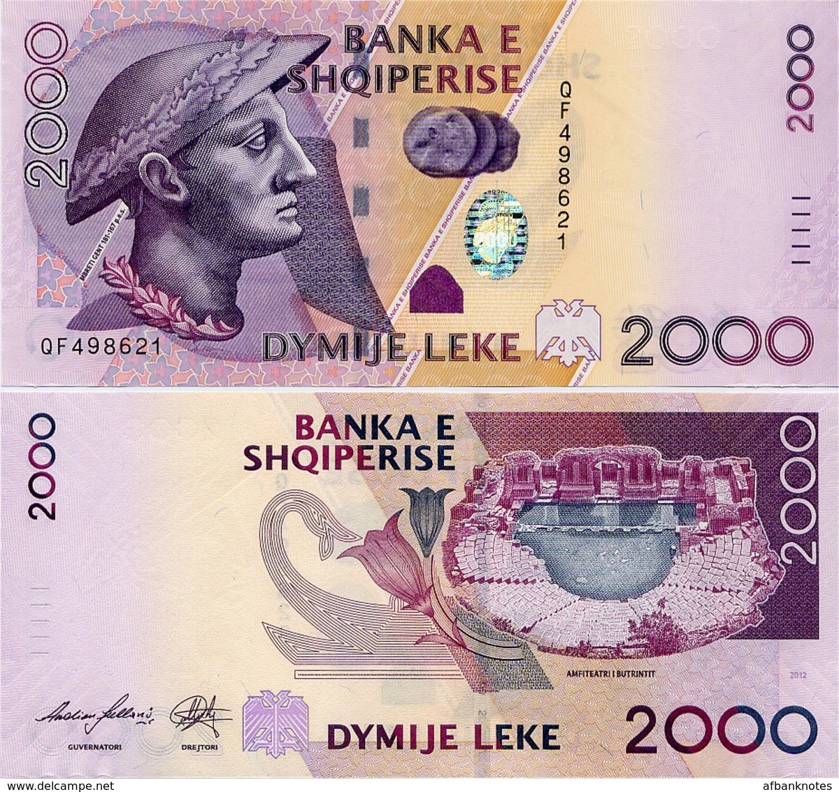 ALBANIA       2000 Leke       P-74b       2012       UNC - Albania