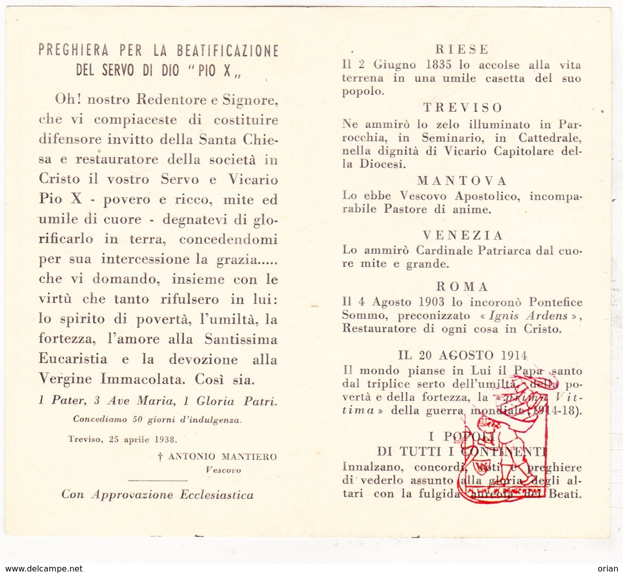 Photo Paus Pope Pape Pius X Giuseppe Melchiorre Sarto ° Riese 1835 † Roma 1914 ITALIA - Devotion Images