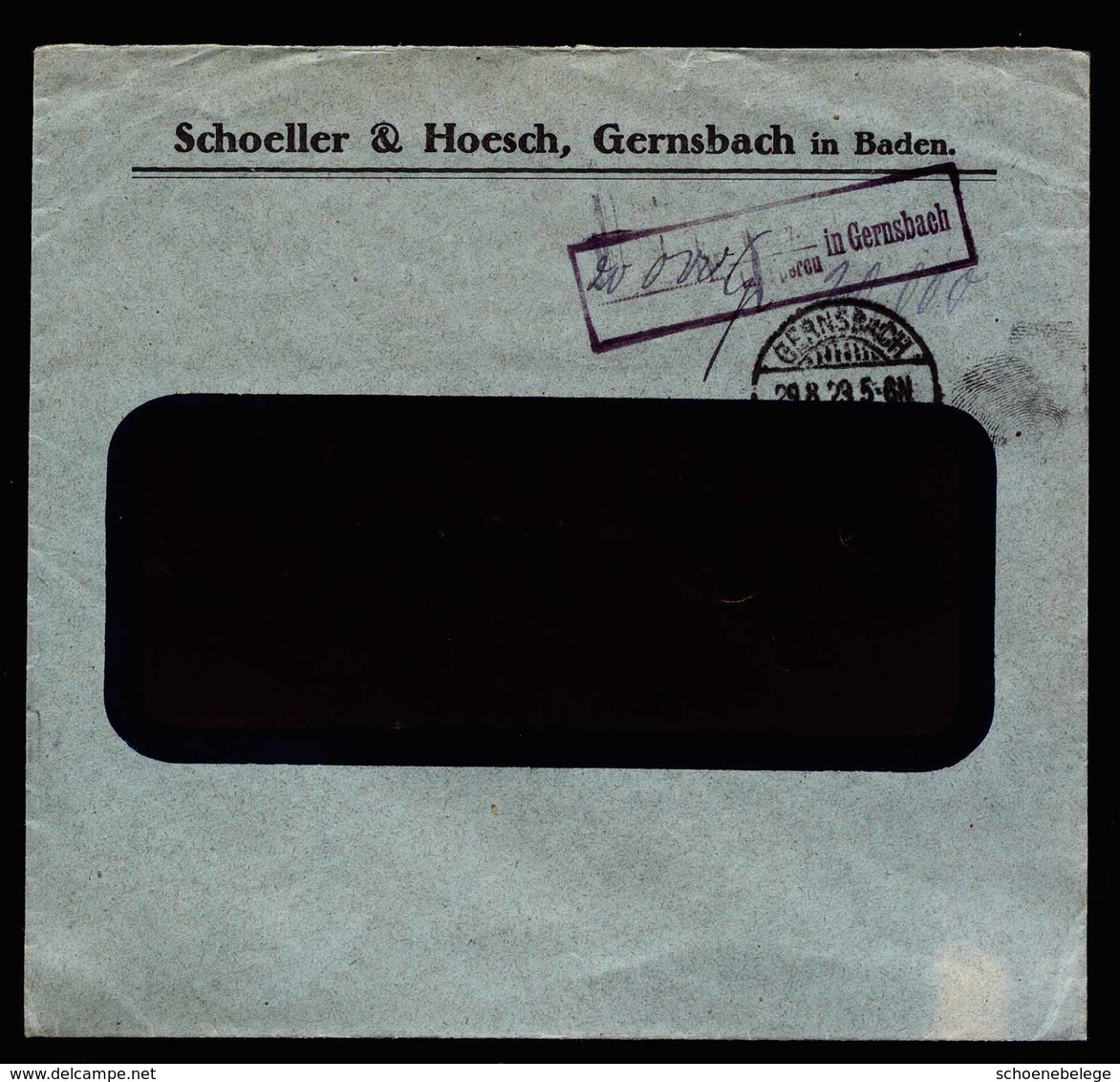 A5597) DR Infla Brief Barfrankatur Gernsbach 29.8.23 Seltener Stempel - Briefe U. Dokumente