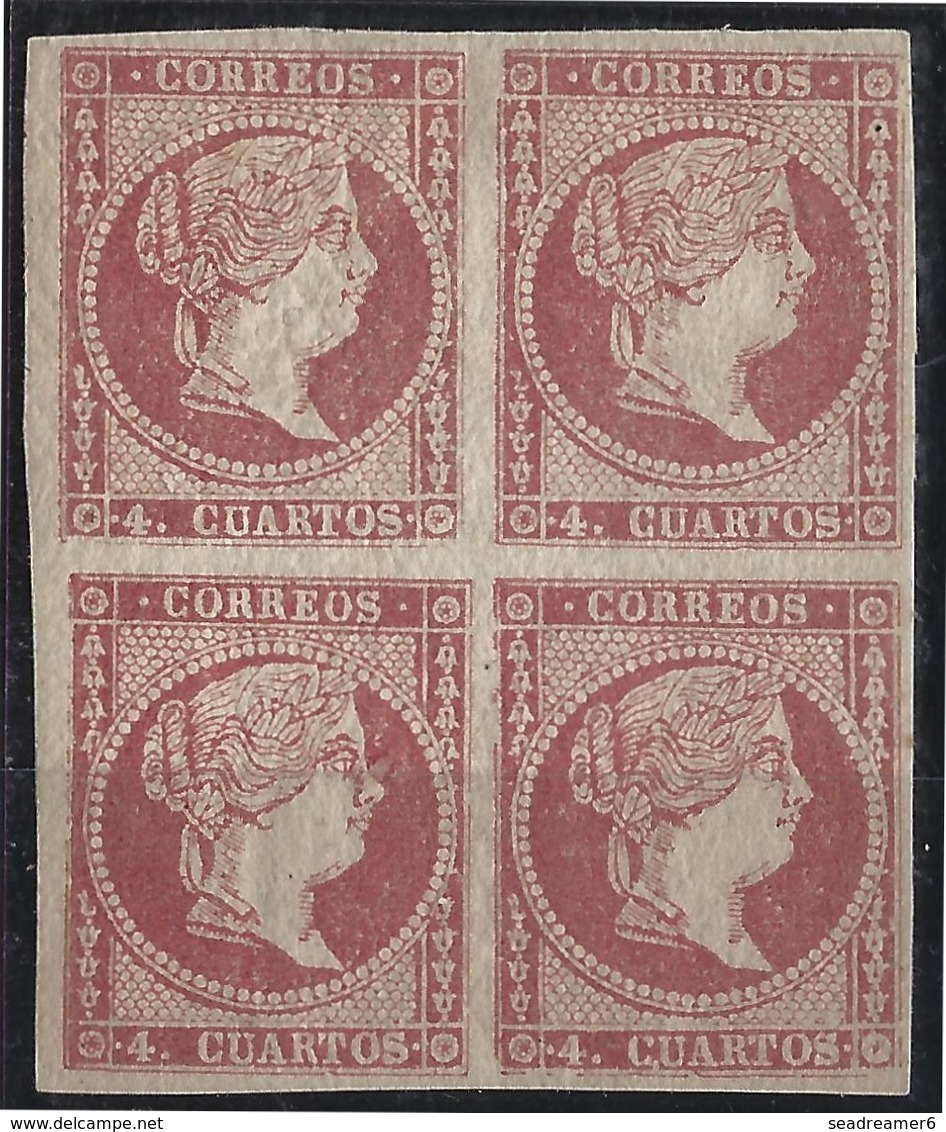 Espagne N°43**  3 Cuartos Rose Rouge Bloc De 4 Luxe !!! - Unused Stamps