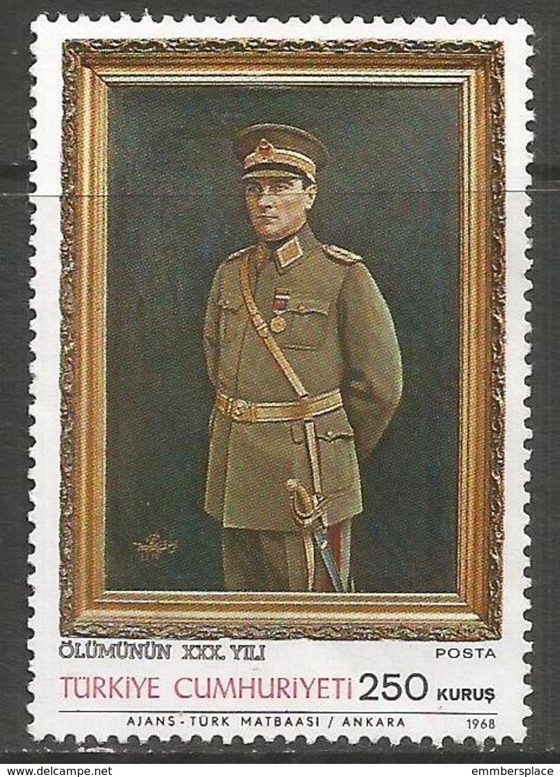 Turkey - 1968 Kemal Ataturk 250k MNH ** - Unused Stamps