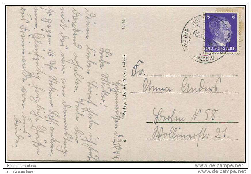 Bad Freienwalde - Brunnental - Thüringerblick - Verlag Schöning &amp; Co. Lübeck Gel. 1944 - Bad Freienwalde