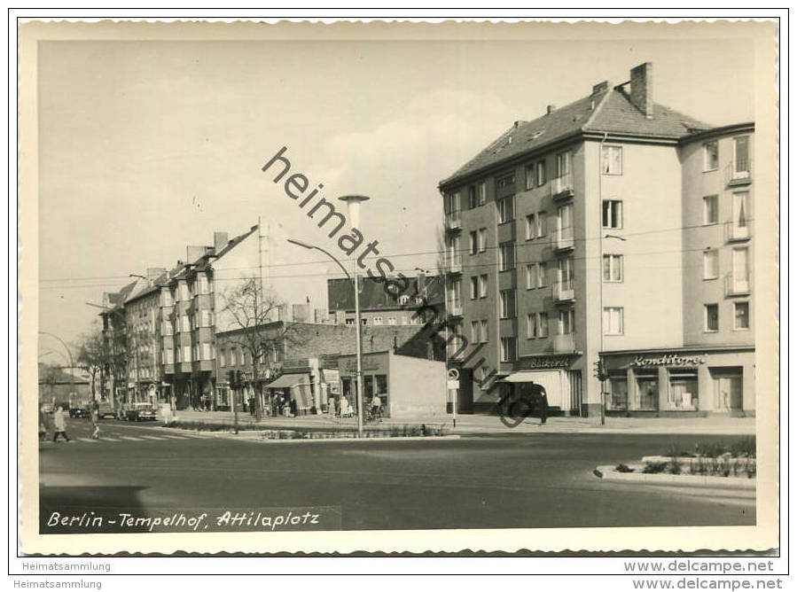 Berlin-Tempelhof - Attilaplatz -&nbsp; Foto-AK Grossformat Handabzug - Verlag Bruno Schroeter 50er Jahre - Tempelhof
