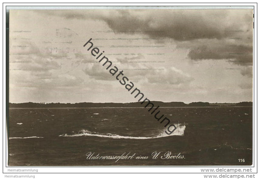 Unterseeboot - U-Boot - Unterwasserfahrt - Foto-AK - Briefstempel Kaiserliche Marine I. Torpedoabteilung - Vornamen