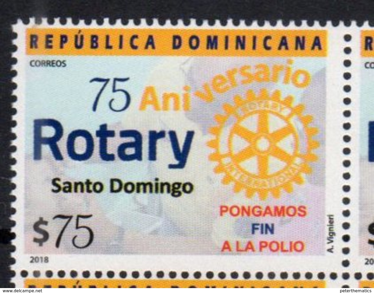 DOMINICAN REPUBLIC, 2018, MNH, ROTARY, 75th ANNIVERSARY, 1v - Rotary, Club Leones