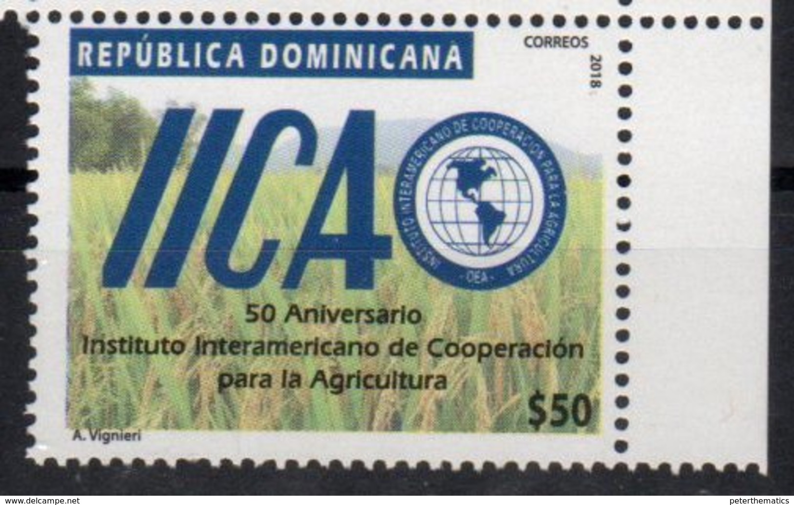 DOMINICAN REPUBLIC, 2018, MNH, AGRICULTURE, IICA, INTERAMERICAN INSTITUTE OF AGRICULTURE COOPERATION, 1v - Agriculture