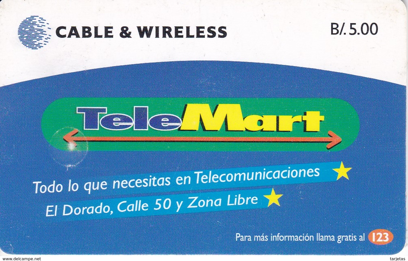 TARJETA DE PANAMA DE TELEMART DE CABLE & WIRELESS - Panamá