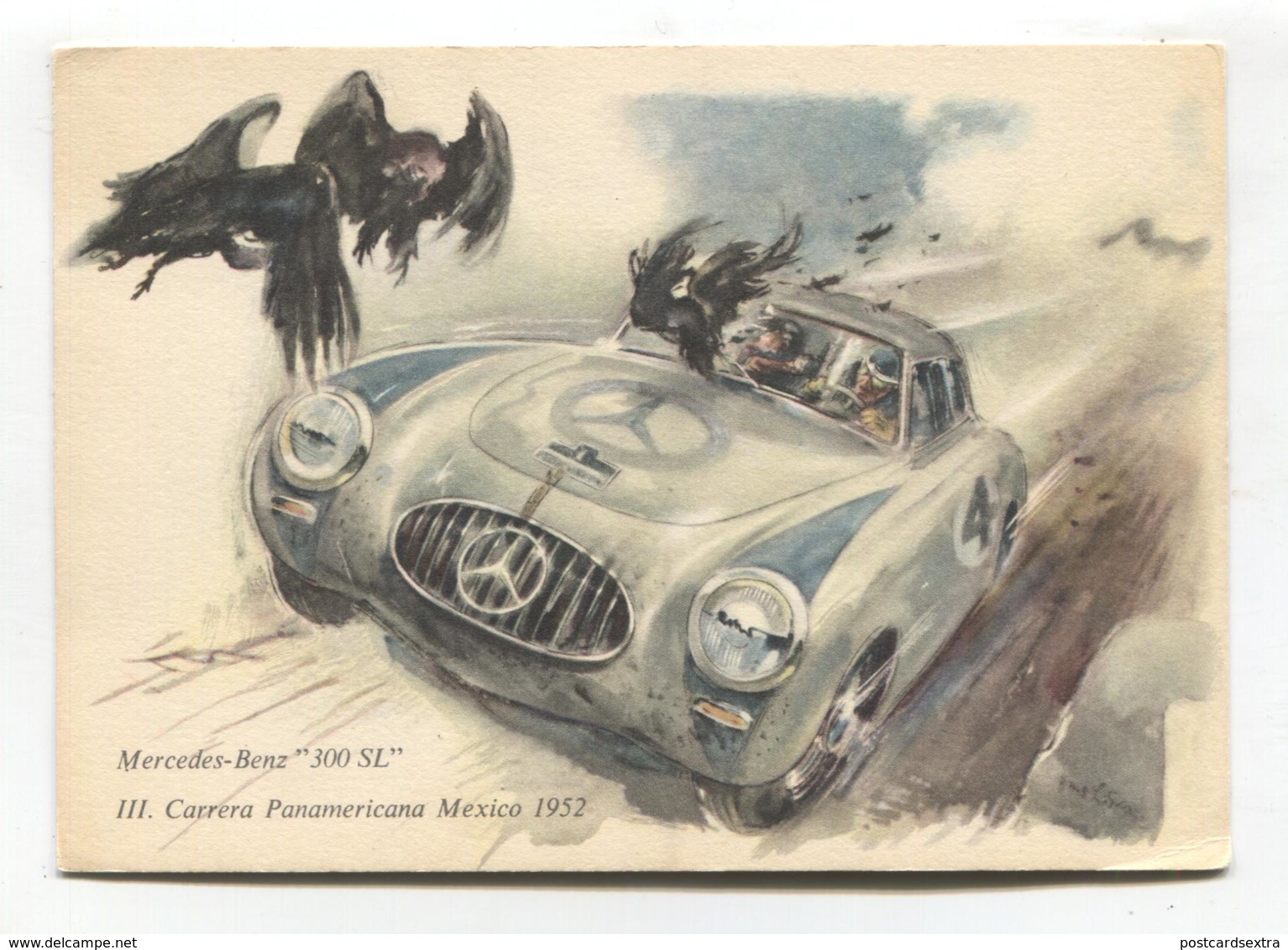 Mercedes-Benz 300 SL Sports Car, Carrera Panamericana Mexico 1952 - Modern-size Postcard - PKW