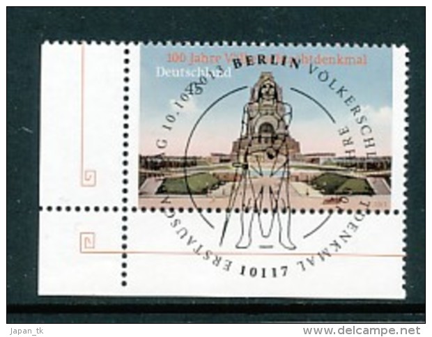 GERMANY Mi.Nr. 3033 100 Jahre Völkerschlachtdenkmal, Leipzig - ESST Berlin - Eckrand Unten Links - Used - Used Stamps