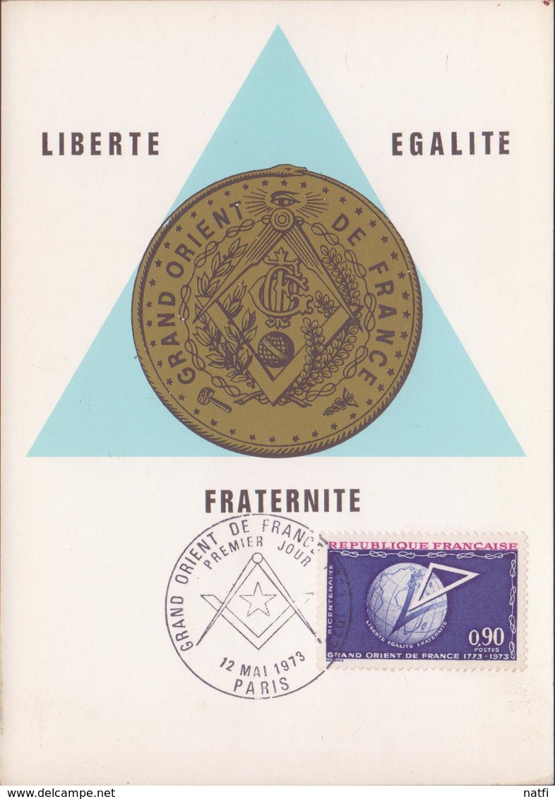 CARTE TIMBRE 1973 LIBERTE EGALITE FRATERNITE  PARIS - 1970-1979