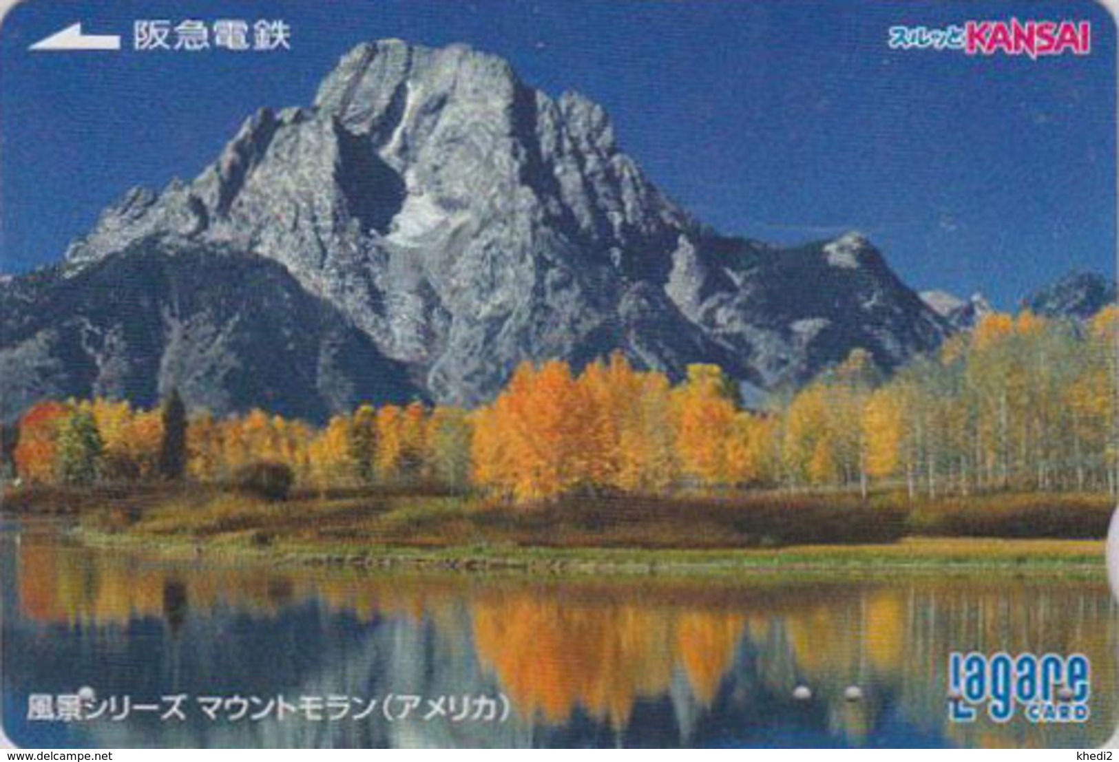 Carte Prépayée JAPON - USA - Montagne - MOUNT MORAN / WYOMING - Mountain JAPAN Kansai Lagare Card - America Site 140 - Gebirgslandschaften