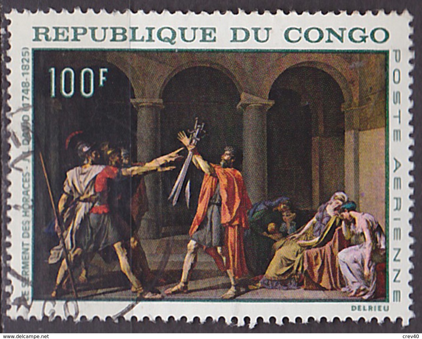 Timbre PA Oblitéré N° 65(Yvert) Congo 1968 - Tableau De J.L. David - Oblitérés
