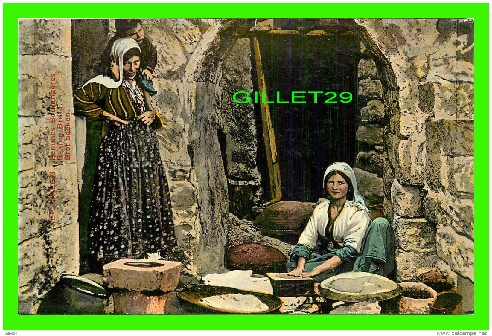 JERUSALEM, ISRAEL - FEMMES BOULANGÈRES - BAKING BREAD - BROT BACKEN - 3/4 BACK - - Israel