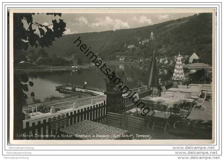 Zwingenberg - Gasthaus Zum Anker - Terrasse - Foto-AK - Neckargemuend