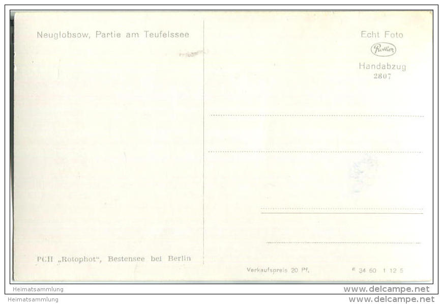 Neuglobsow - Teufelssee - Foto-AK Handabzug - Neuglobsow