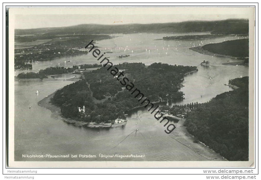 Berlin - Pfaueninsel - Nikolskoe - Fliegeraufnahme - Foto-AK - Wannsee