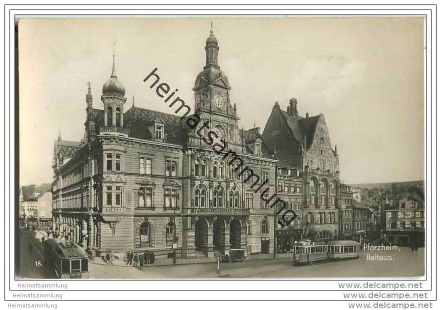 Pforzheim - Rathaus - Strassenbahn - Foto-AK - Pforzheim