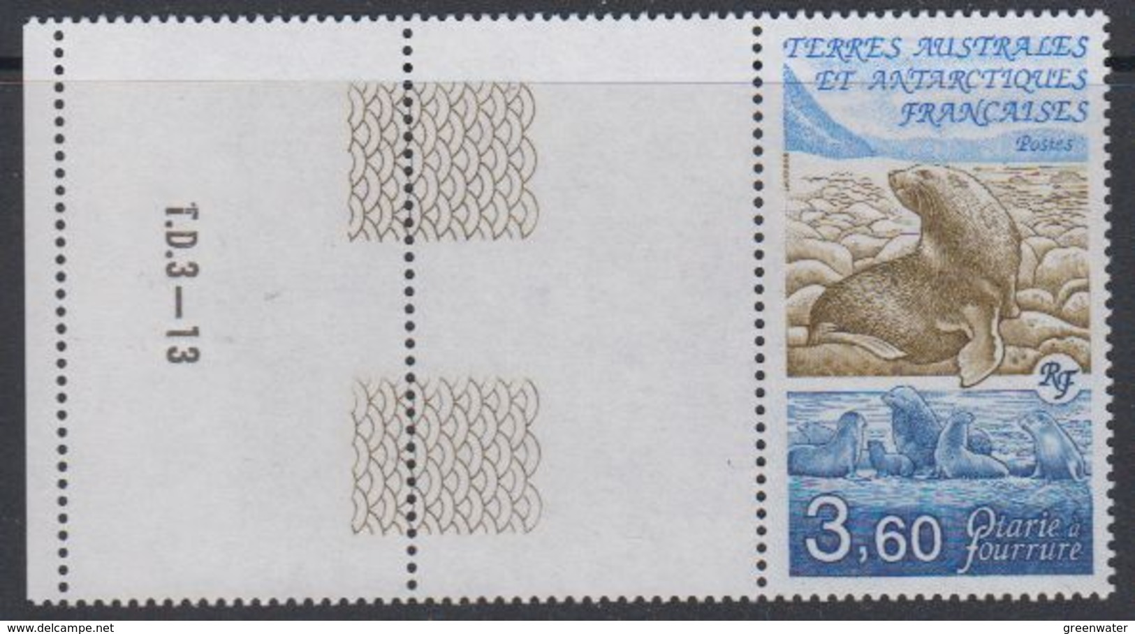 TAAF 1991 Otarie / Seal 1v (+margin) ** Mnh (40312C) - Nuevos