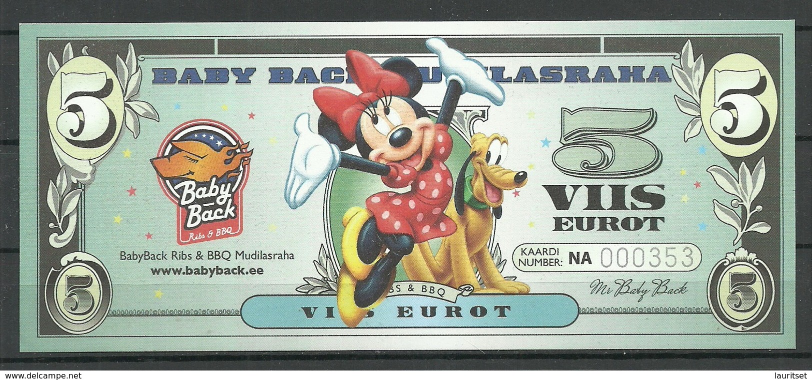 ESTLAND ESTONIA 5 EUR BBQ Advertising Geld Money Walt Disney Minnie Mouse 2018 UNC - Estonia
