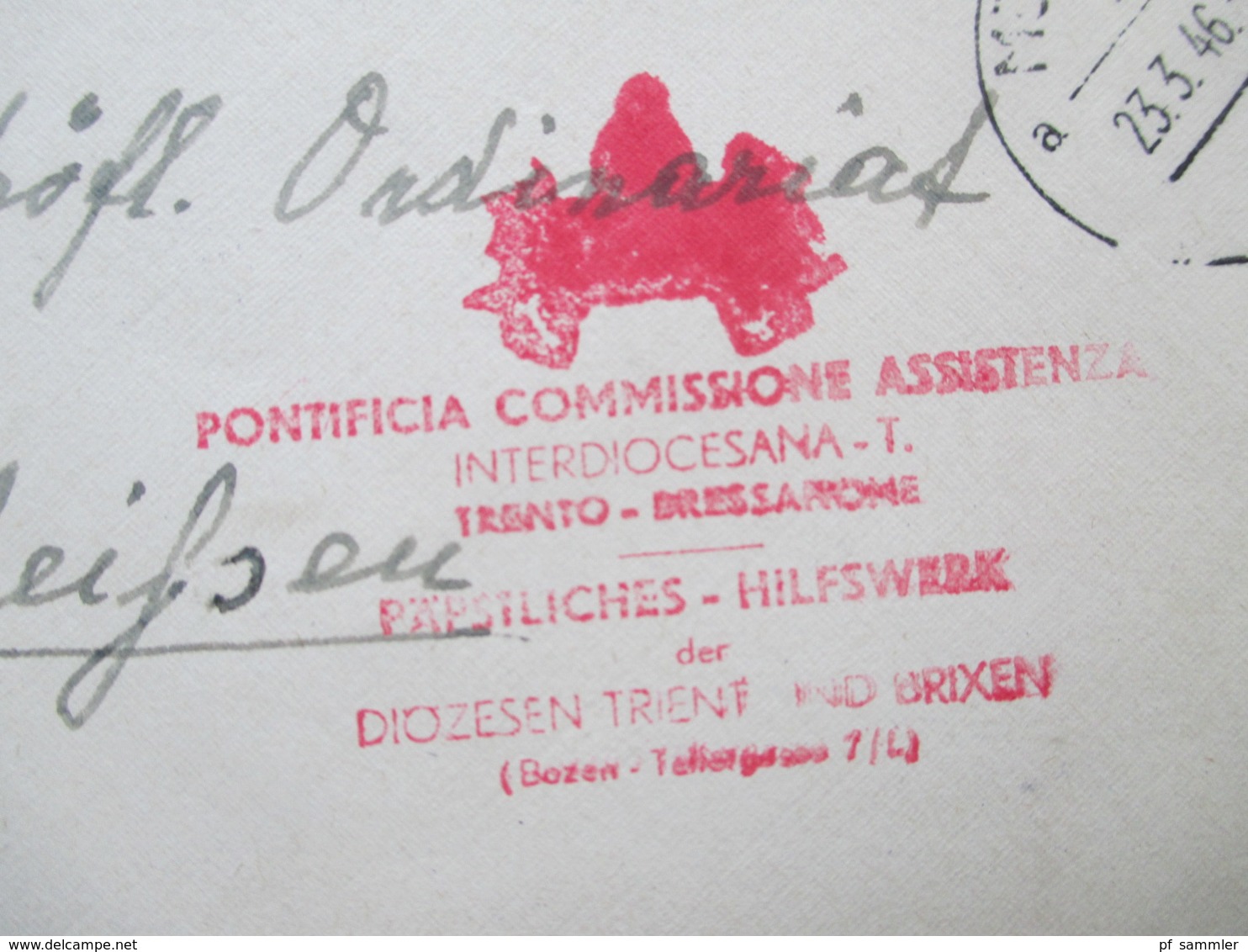 All. Besetzung Kriegsgefangenenpost Roter Stempel Päpstliches Hilfswerk. Kath Caritasverband. MIssione Vaticana Mittenwa - Autres & Non Classés