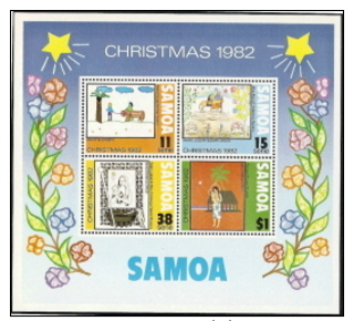 Samoa,  Scott 2015 # 586a,  Issued 1982,  S/S Of 4,  MNH,  Cat $ 2.25,  Christmas - Samoa