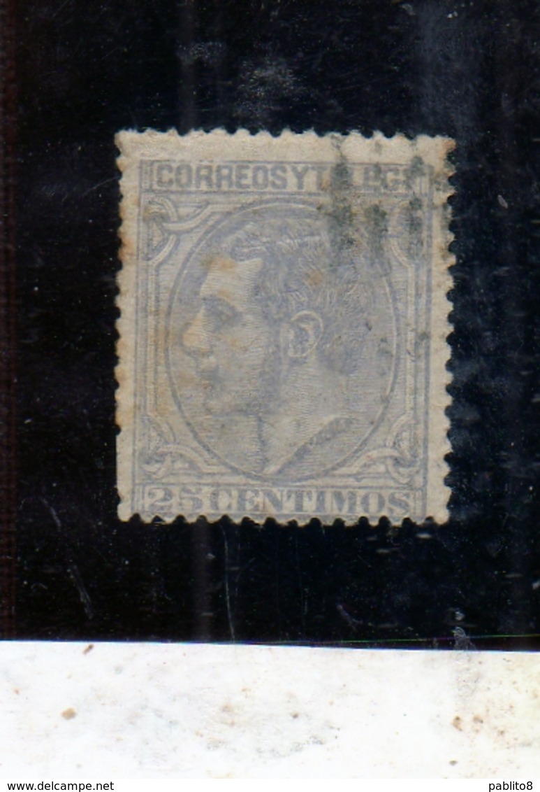 SPAIN ESPAÑA SPAGNA 1879 KING ALFONSO XII RE CENT. 25c USATO USED OBLITERE' - Gebraucht
