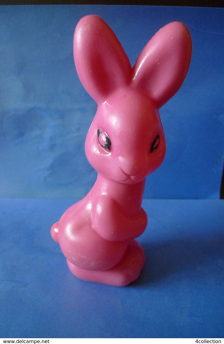 VTG Vintage USSR Soviet Plastic Toy Pink Rabbit Hare Soviet Union Toys Marked RHK - Otros & Sin Clasificación