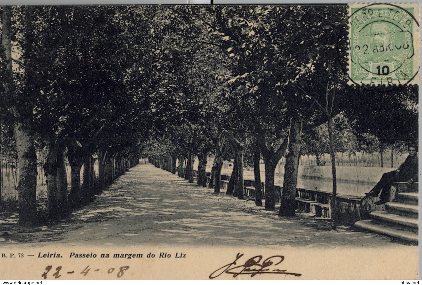 1908 , PORTUGAL , TARJETA POSTAL CIRCULADA , LEIRIA - LUGO - Covers & Documents