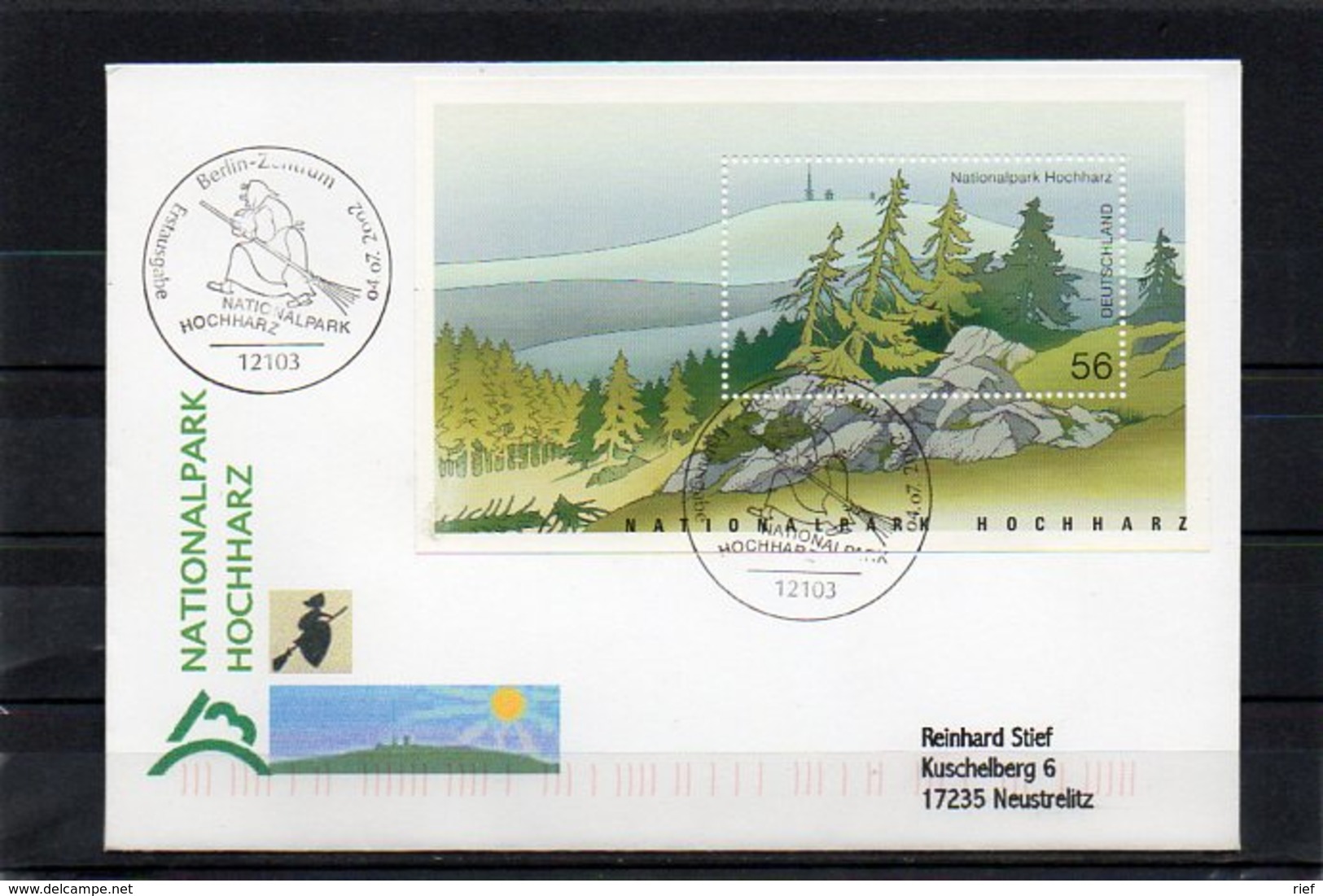 Deutschland, 2002, FDC (individuell), Mit Michel Block 59, Echt Gelaufen, Nationalpark Hochharz - Other & Unclassified