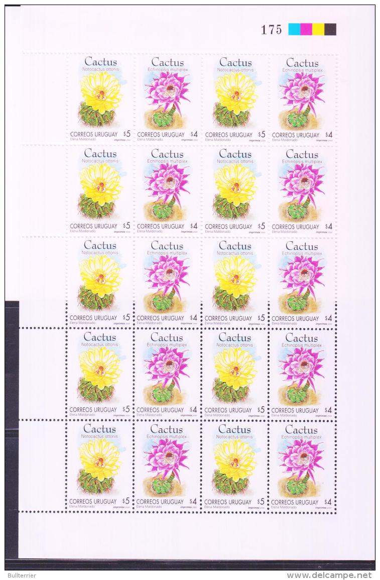 URUGUAY -2000- CACTI SET OF 2 IN SHEETLET OF 10MINT NEVER HINGED,SG CAT &pound;44 - Uruguay