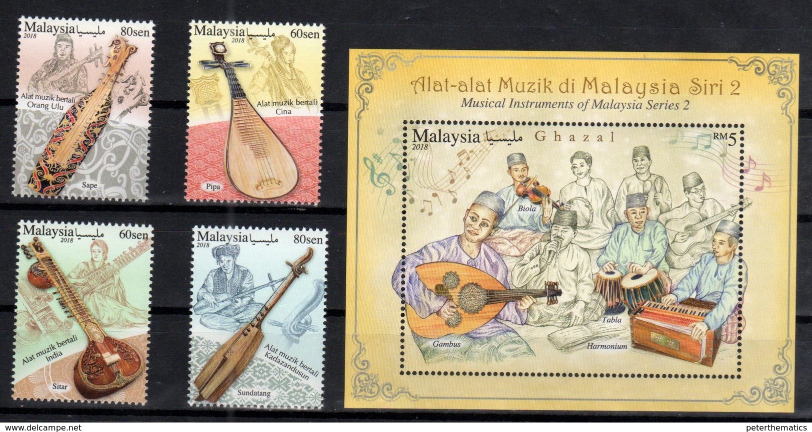 MALAYSIA, 2018, MNH, MUSIC ,MUSICAL INSRUMENTS, 4v+ S/SHEET - Music