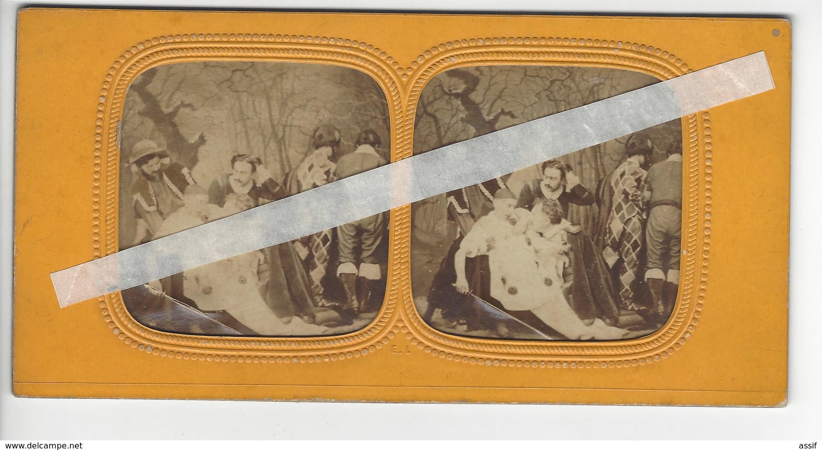 PHOTO STEREO Circa 1865 1870 PIERROT ARLEQUIN /FREE SHIPPING REGISTERED - Stereoscopic