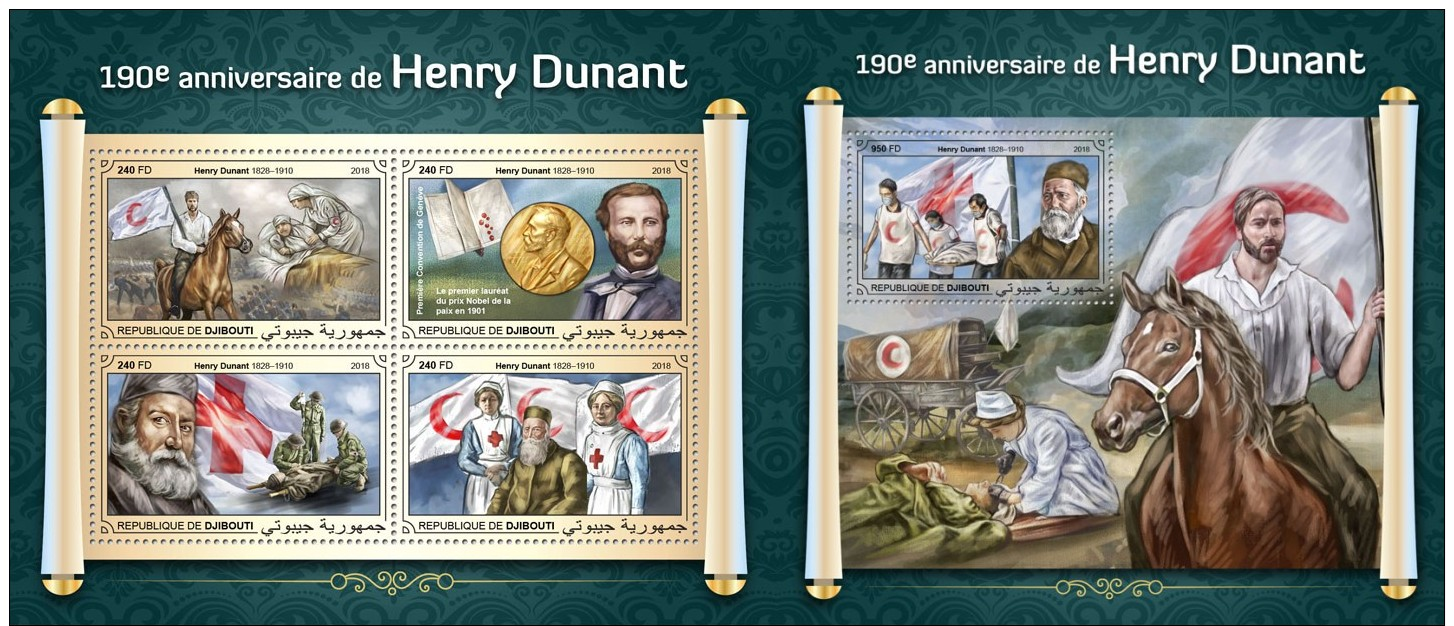 Z08 DJB18406ab Djibouti 2018 Henry Dunant MNH ** Postfrisch Set - Djibouti (1977-...)